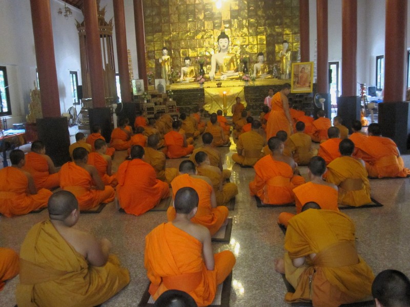 Thai novice monks at school